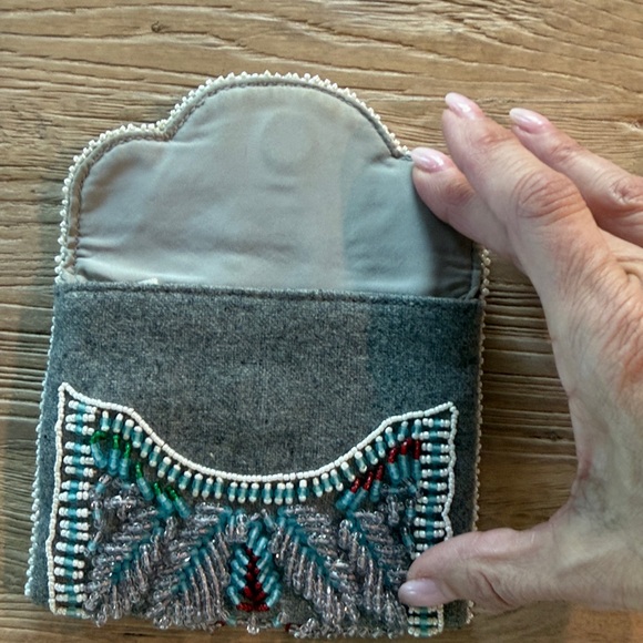 Tory burch Embroidered Beaded Grey & Turquoise Women’s Clutch wool and cotton - Picture 5 of 6